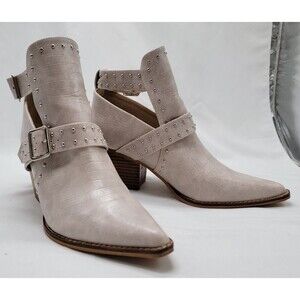 A Riber Girl‎ Womens Emme Gray Studded Faux Croc Heeled Ankle Boots Size 8.5 US